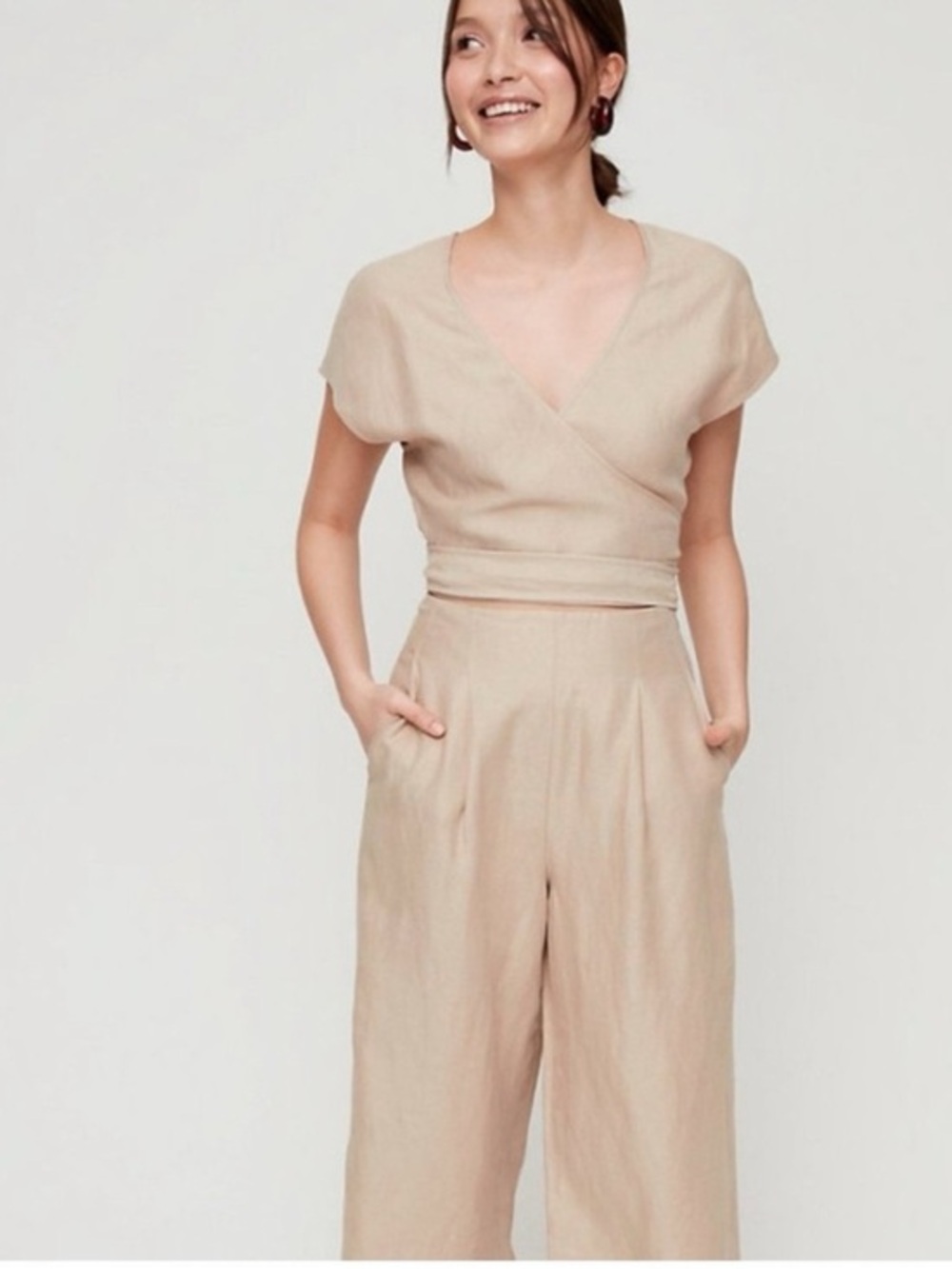 Wilfried Brax Linen Blend Cairo Jumpsuit in Oatmeal